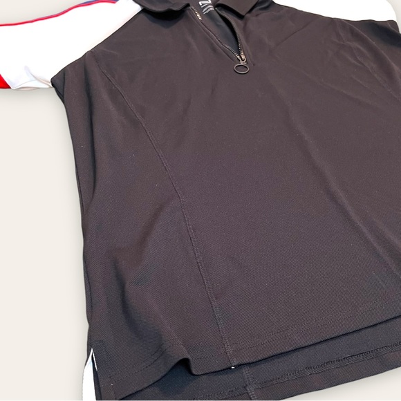 ADDITION ELLE - Nola Ladies Zippered Collar Golf Workout Shirts - Black & Red - Picture 7 of 16